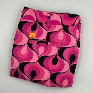 Loudmouth Mens Golf Shorts Pink Black Swirl‎ Pattern Retro Funky Casual NO Tags